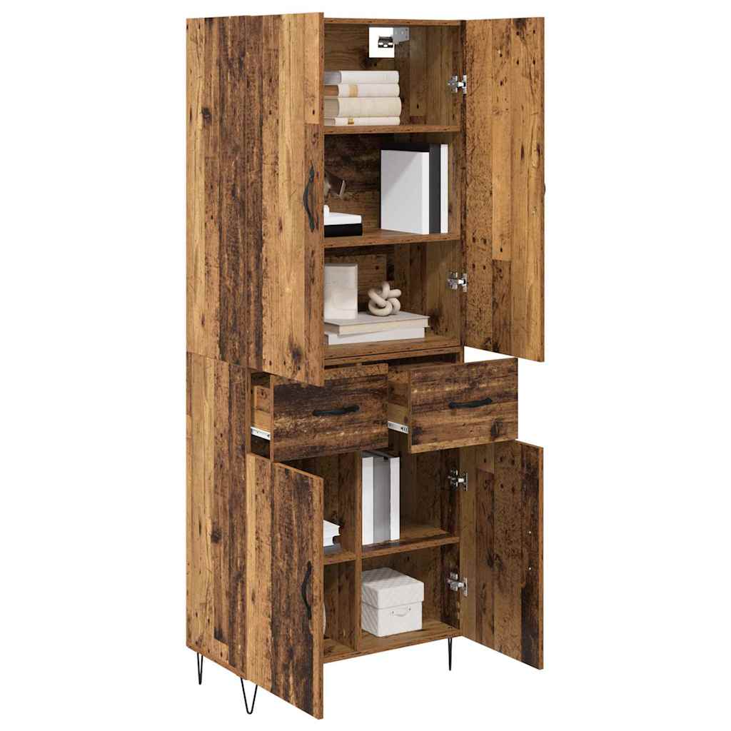 Highboard 2 stk. Gammelt træ 69,5 x 34 x 180 cm Konstrueret træ