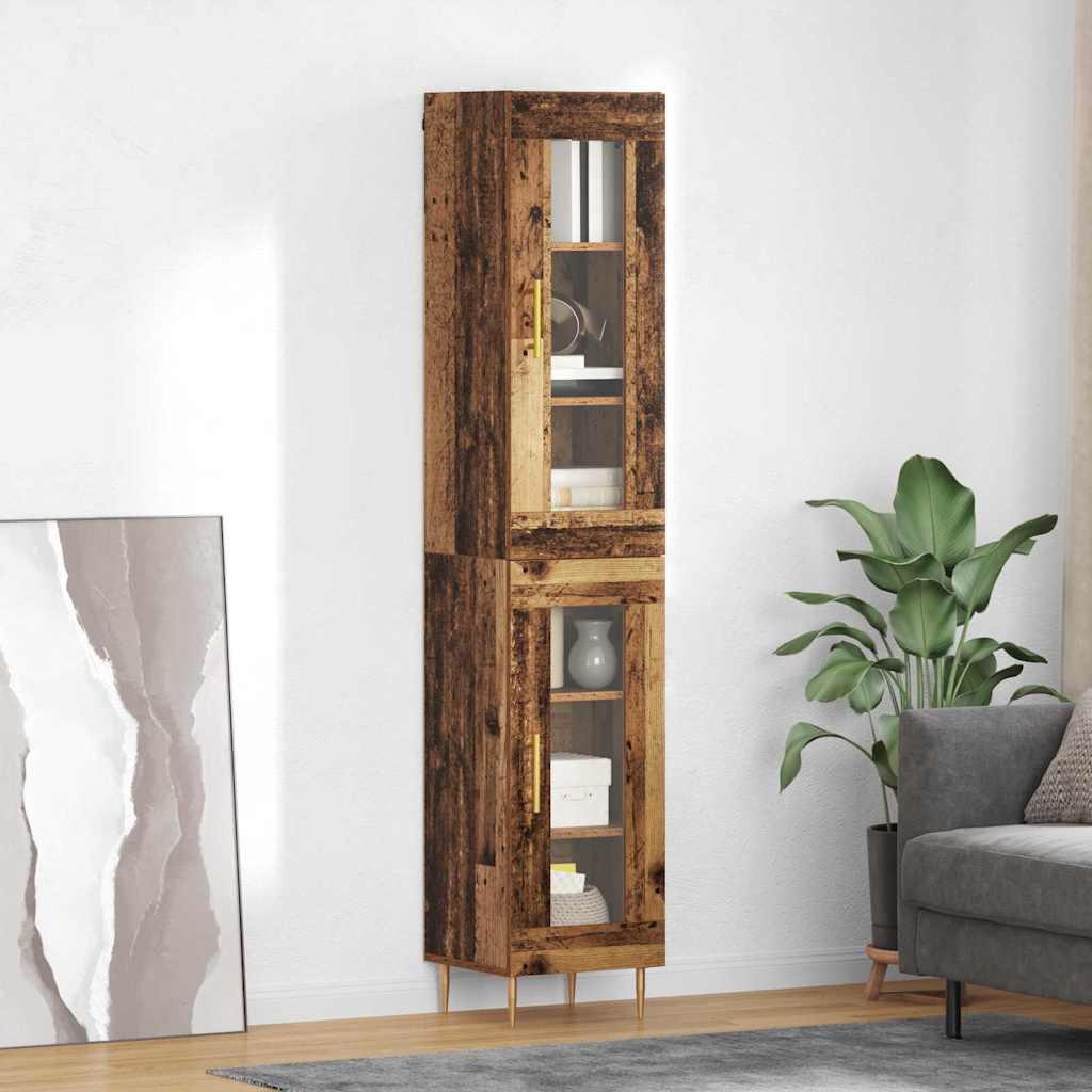 Highboard 2 stk. Gammelt træ 34,5 x 34 x 180 cm Konstrueret træ