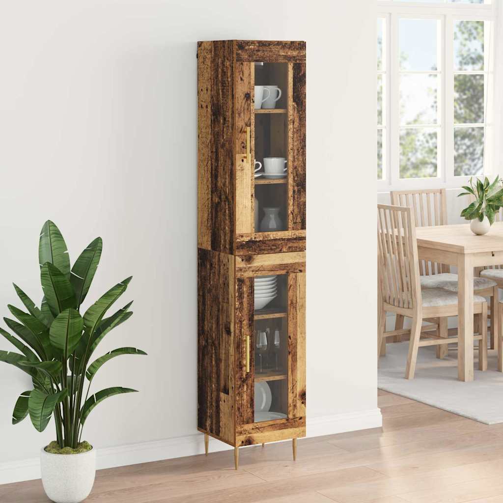 Highboard 2 stk. Gammelt træ 34,5 x 34 x 180 cm Konstrueret træ