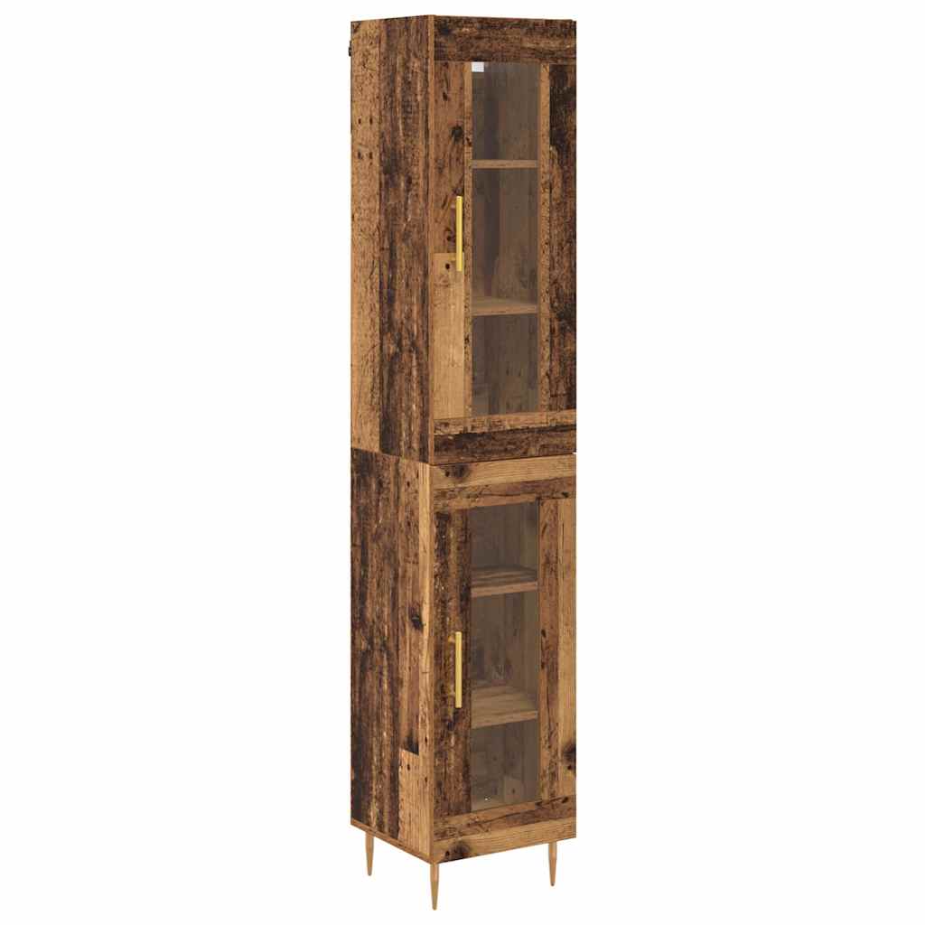 Highboard 2 stk. Gammelt træ 34,5 x 34 x 180 cm Konstrueret træ