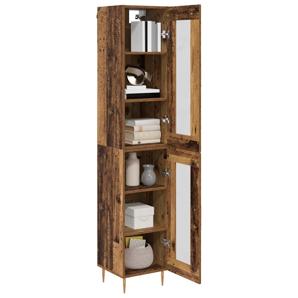 Highboard 2 stk. Gammelt træ 34,5 x 34 x 180 cm Konstrueret træ