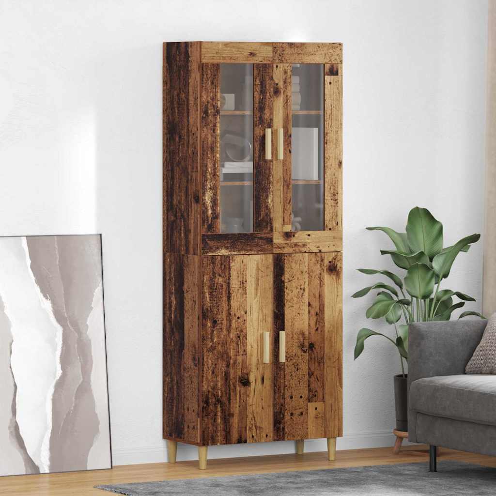 Highboard Gammelt træ 69,5 x 34 x 180 cm Ingeniørtræ og glas