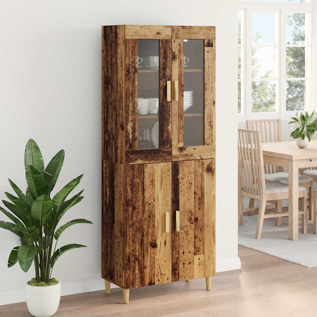 Highboard Gammelt træ 69,5 x 34 x 180 cm Ingeniørtræ og glas