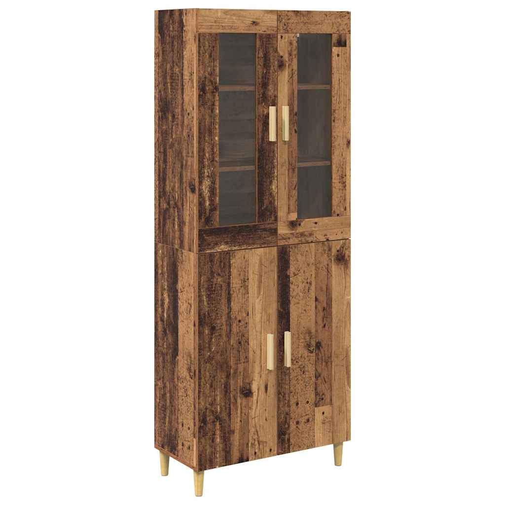Highboard Gammelt træ 69,5 x 34 x 180 cm Ingeniørtræ og glas