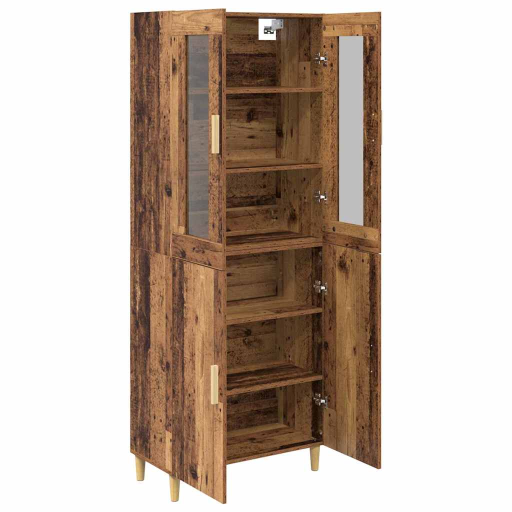 Highboard Gammelt træ 69,5 x 34 x 180 cm Ingeniørtræ og glas