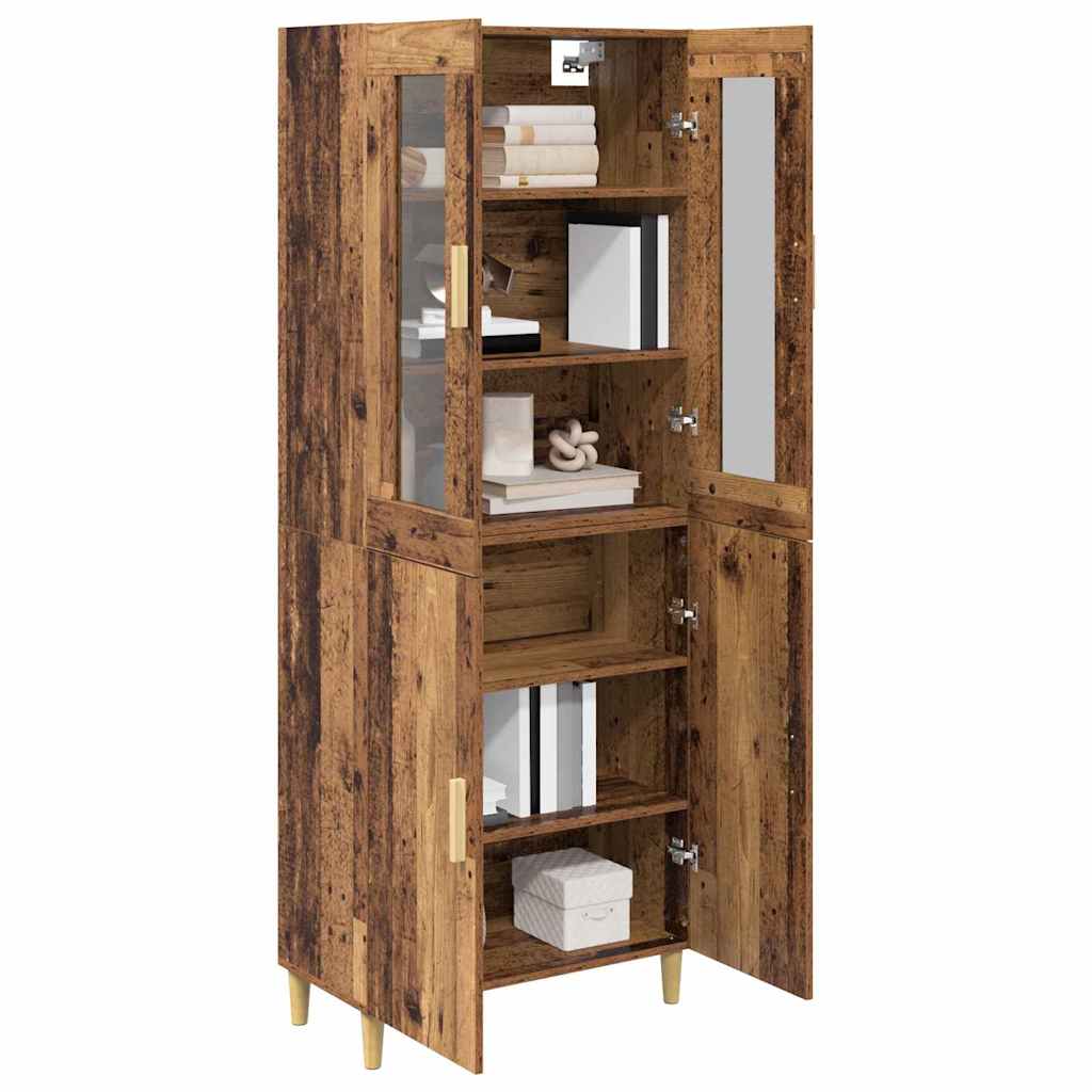 Highboard Gammelt træ 69,5 x 34 x 180 cm Ingeniørtræ og glas