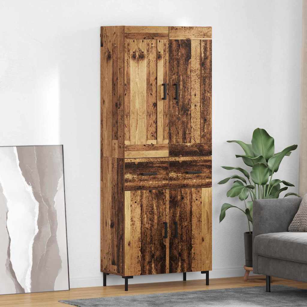 Highboard 2 stk. Gammelt træ 69,5 x 34 x 180 cm Konstrueret træ