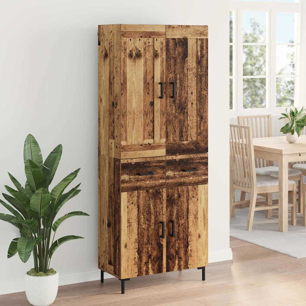 Highboard 2 stk. Gammelt træ 69,5 x 34 x 180 cm Konstrueret træ