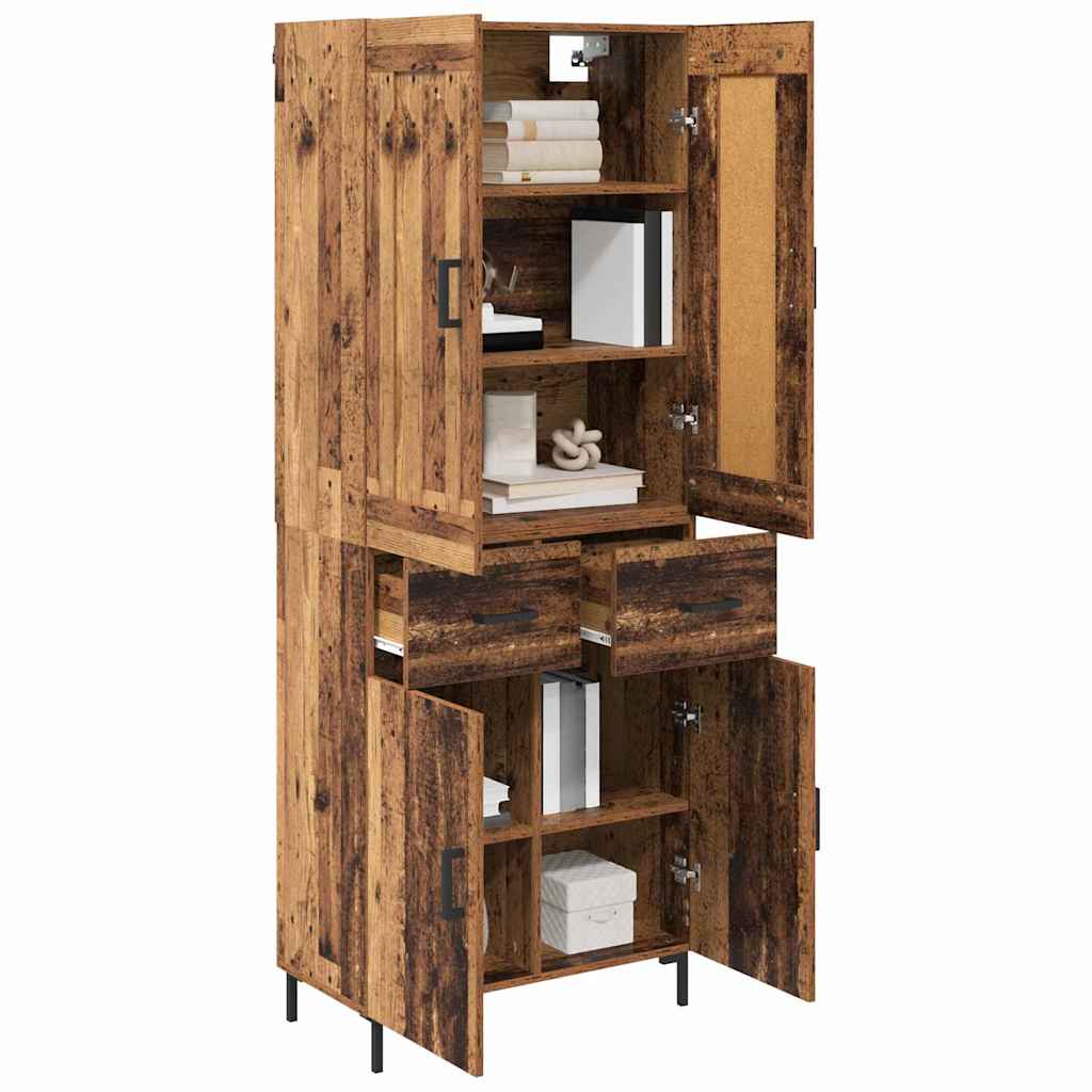Highboard 2 stk. Gammelt træ 69,5 x 34 x 180 cm Konstrueret træ