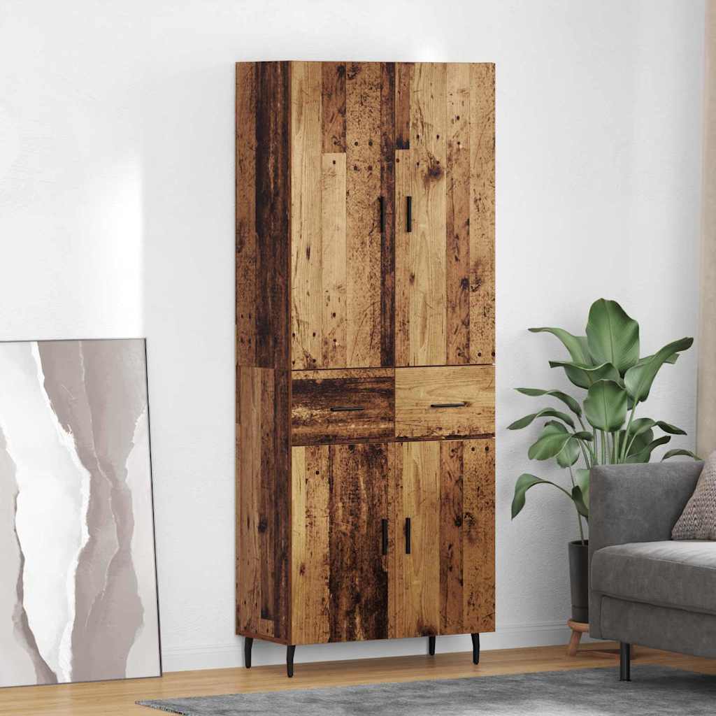 Highboard 2 stk. Gammelt træ 69,5 x 34 x 180 cm Konstrueret træ