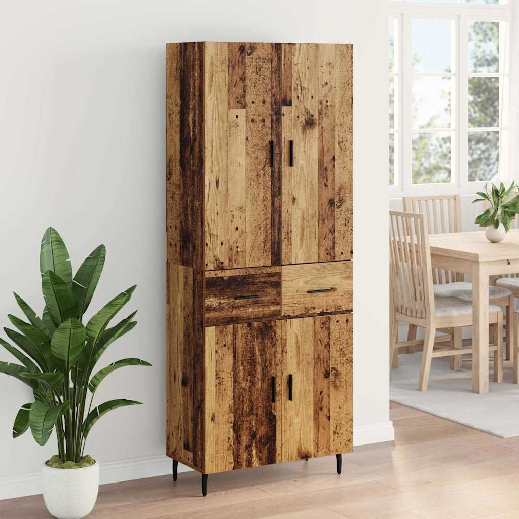 Highboard 2 stk. Gammelt træ 69,5 x 34 x 180 cm Konstrueret træ