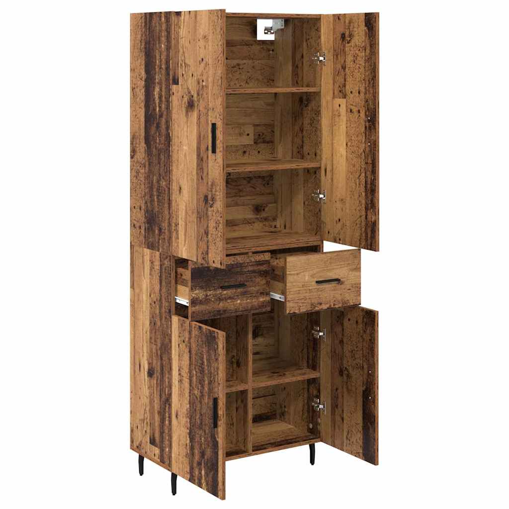 Highboard 2 stk. Gammelt træ 69,5 x 34 x 180 cm Konstrueret træ