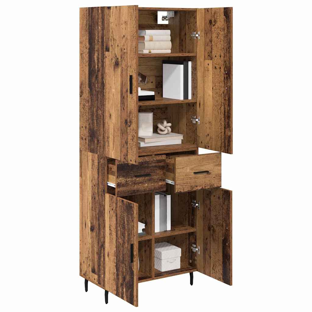 Highboard 2 stk. Gammelt træ 69,5 x 34 x 180 cm Konstrueret træ