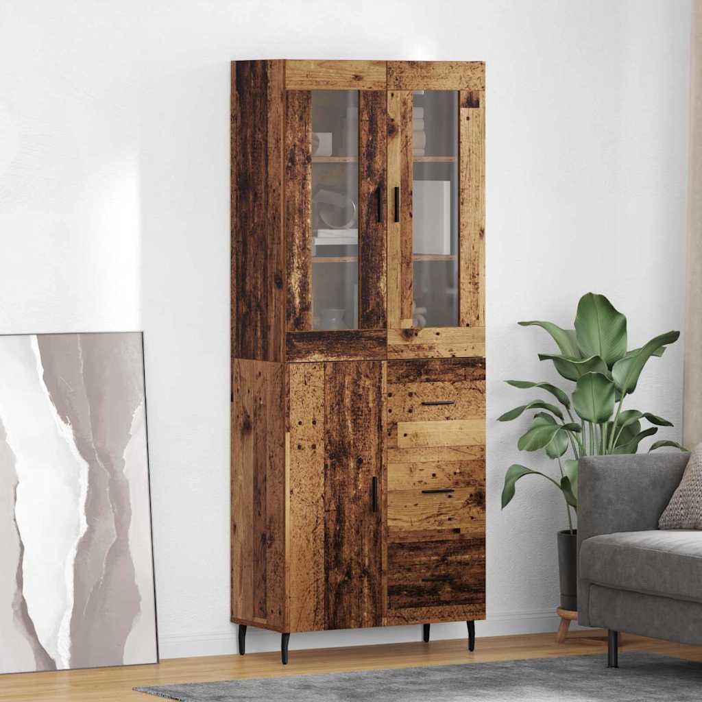 Highboard 2 stk. Gammelt træ 69,5 x 34 x 180 cm Konstrueret træ