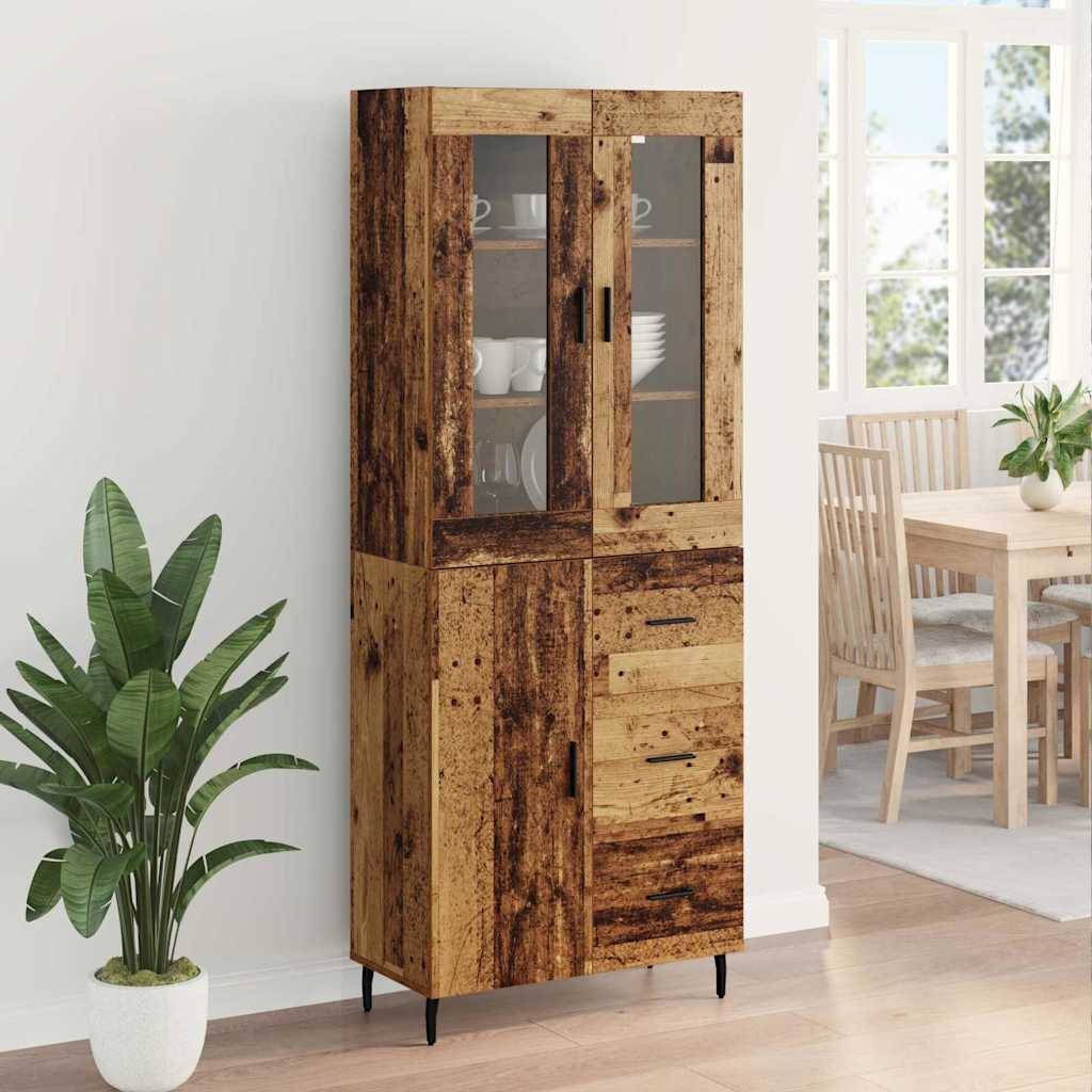 Highboard 2 stk. Gammelt træ 69,5 x 34 x 180 cm Konstrueret træ