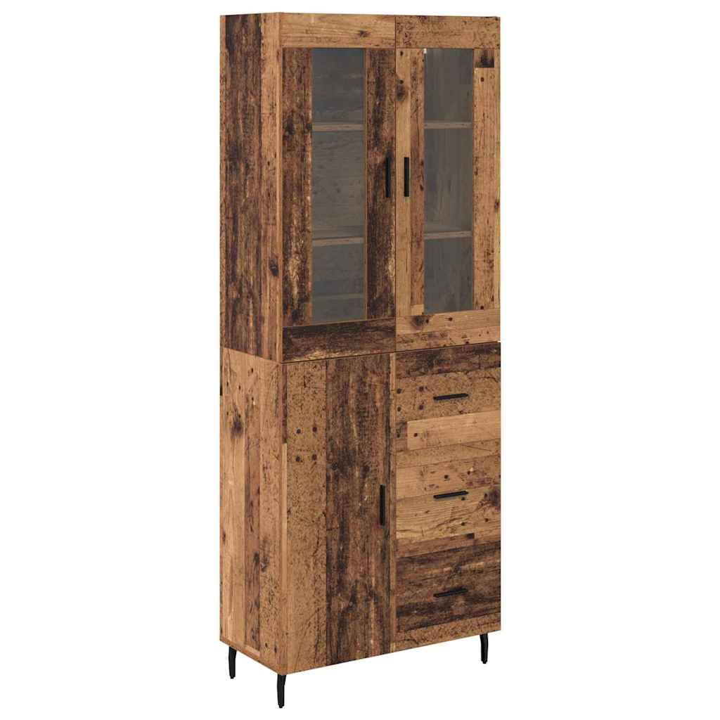 Highboard 2 stk. Gammelt træ 69,5 x 34 x 180 cm Konstrueret træ
