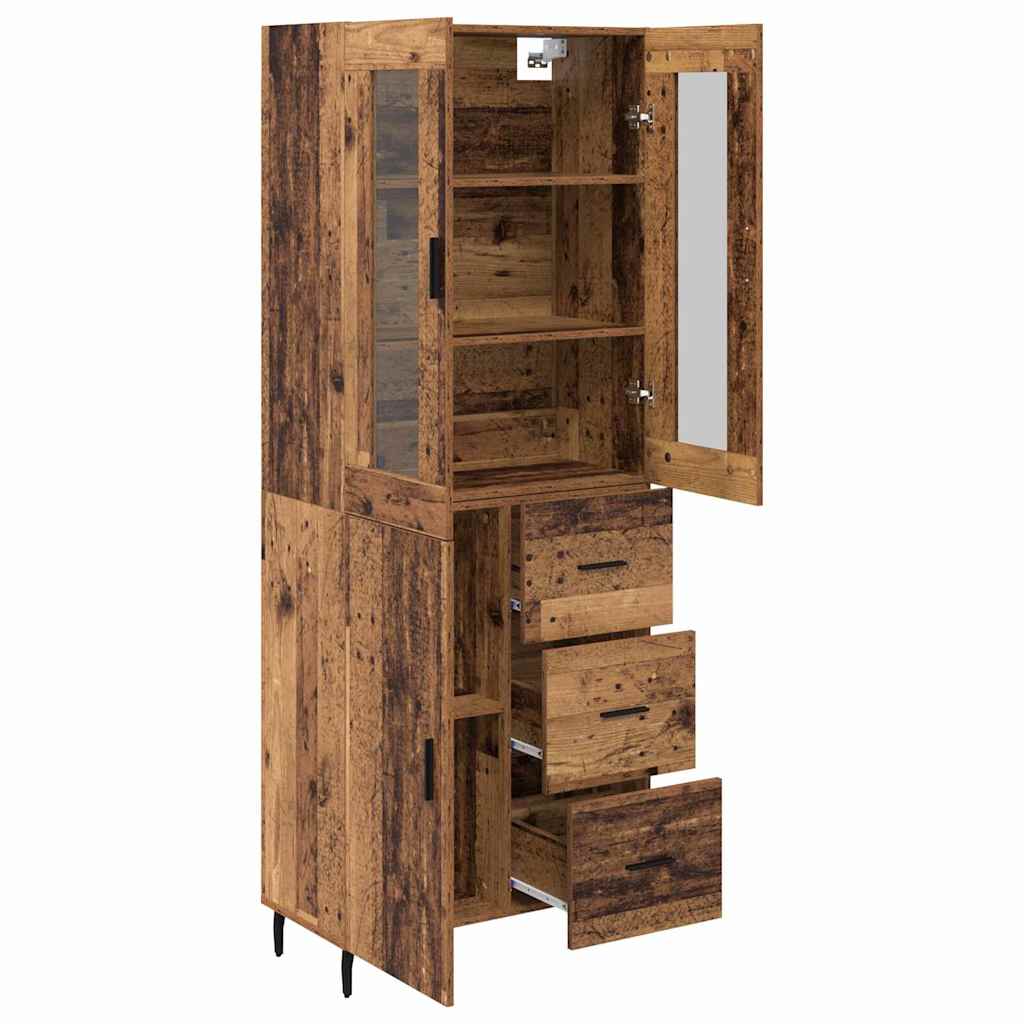 Highboard 2 stk. Gammelt træ 69,5 x 34 x 180 cm Konstrueret træ