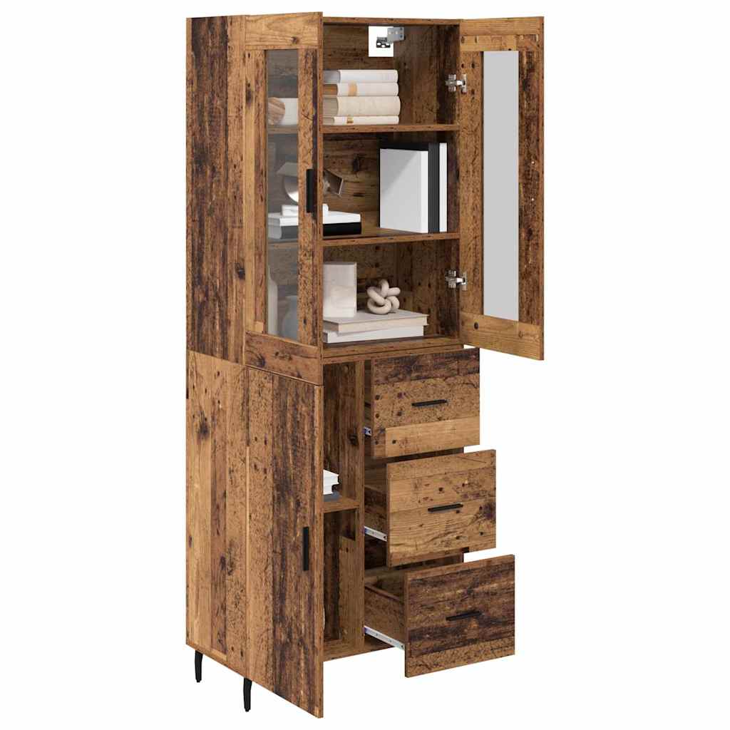 Highboard 2 stk. Gammelt træ 69,5 x 34 x 180 cm Konstrueret træ