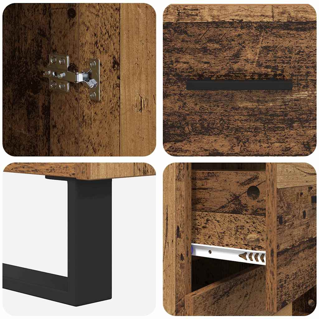 Highboard 2 stk. Gammelt træ 69,5 x 34 x 180 cm