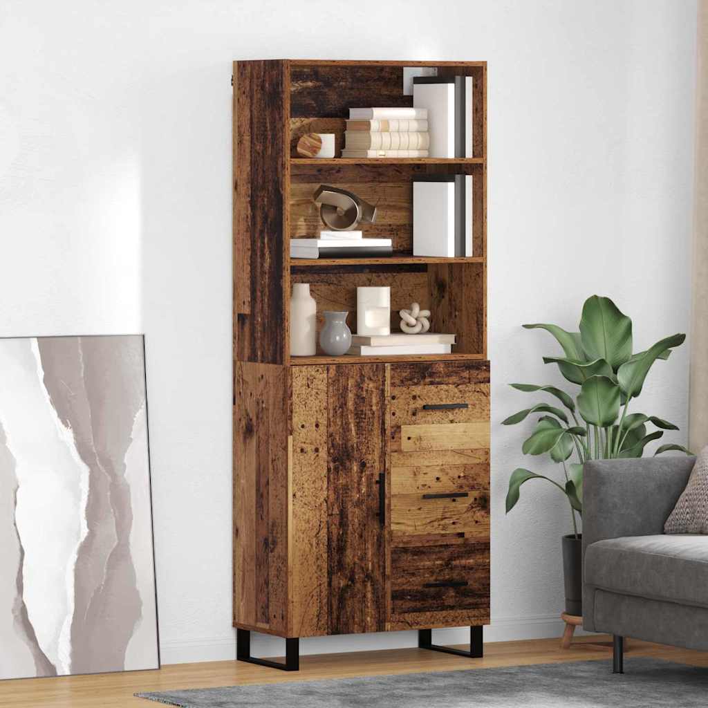 Highboard 2 stk. Gammelt træ 69,5 x 34 x 180 cm