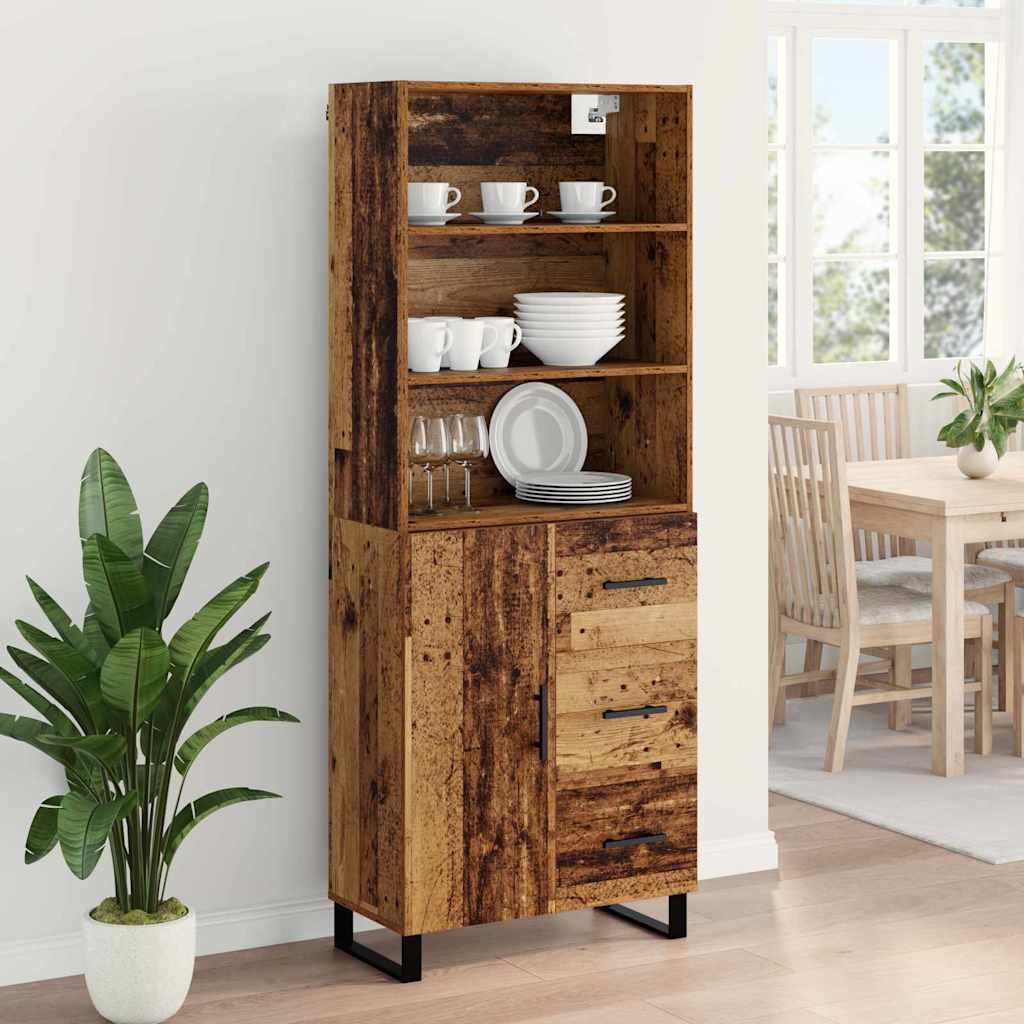 Highboard 2 stk. Gammelt træ 69,5 x 34 x 180 cm