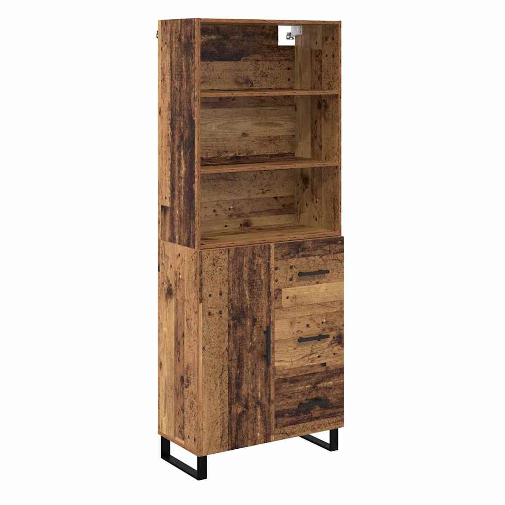 Highboard 2 stk. Gammelt træ 69,5 x 34 x 180 cm