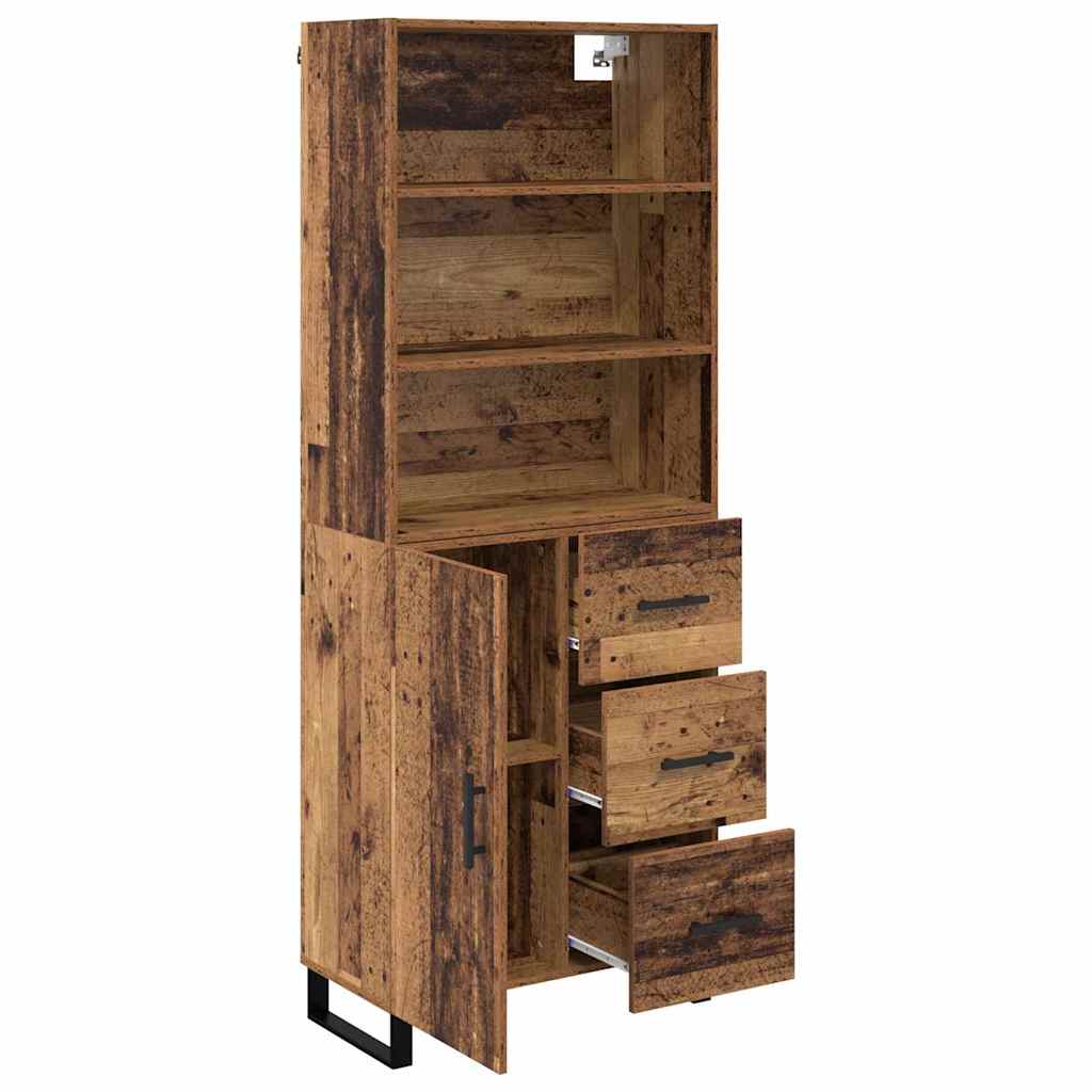 Highboard 2 stk. Gammelt træ 69,5 x 34 x 180 cm