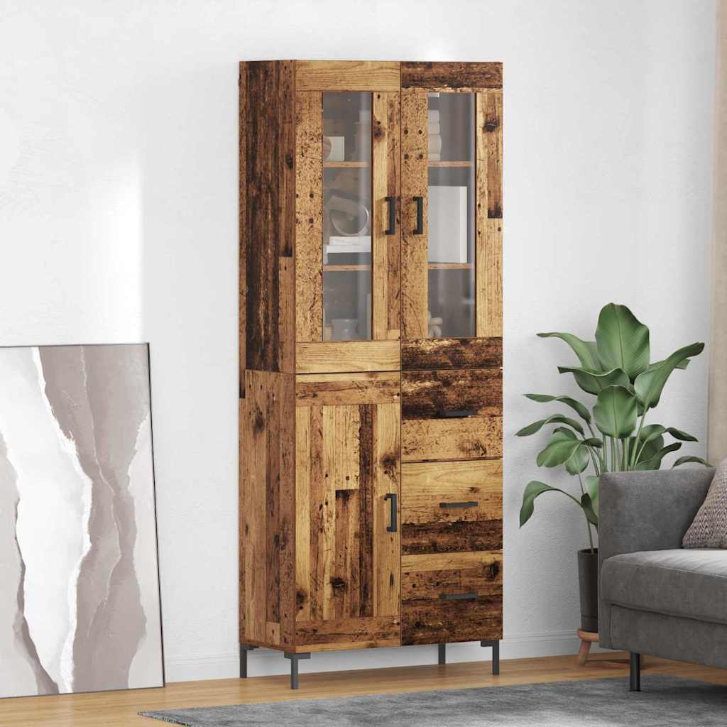 Highboard 2 stk. Gammelt træ 69,5 x 34 x 180 cm Konstrueret træ