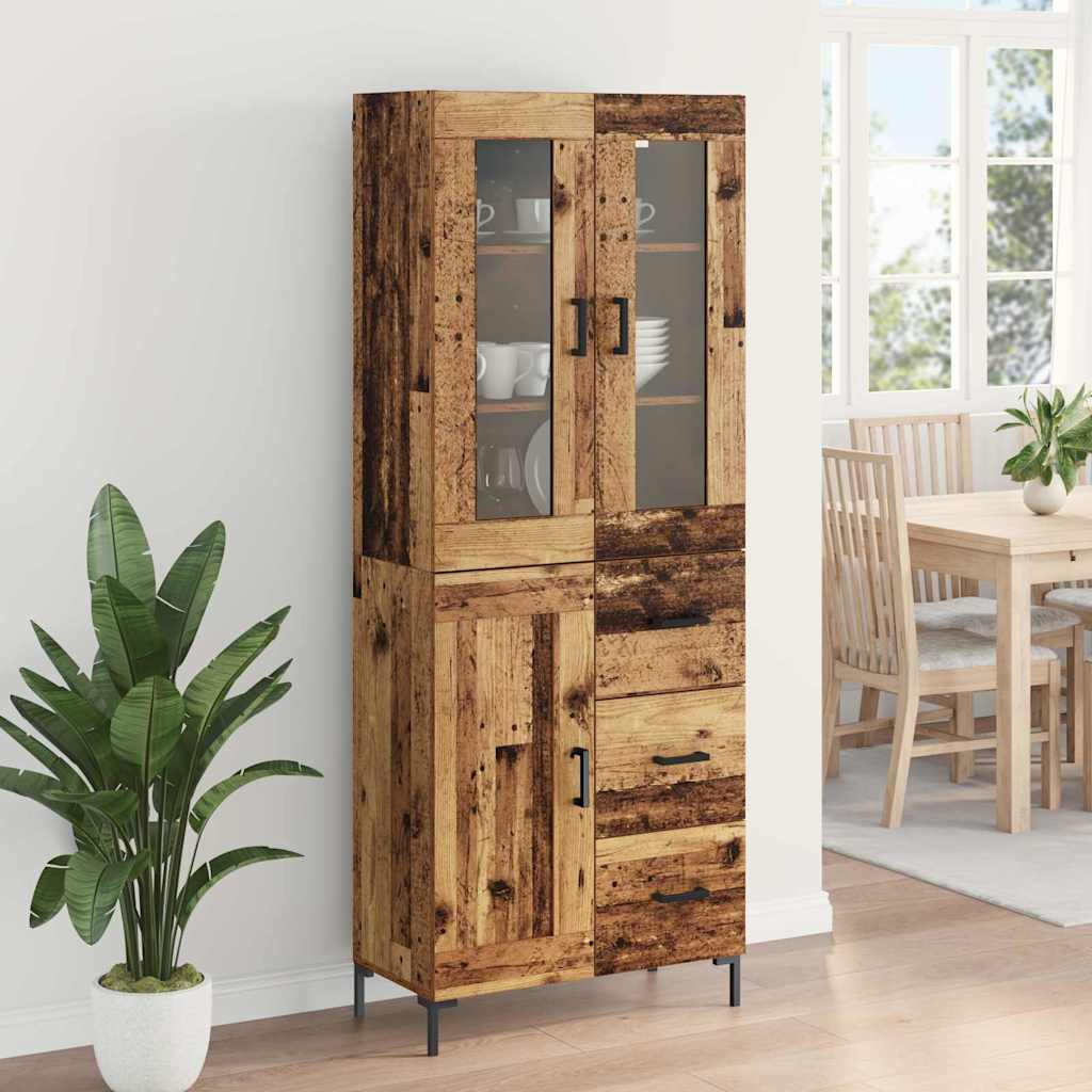 Highboard 2 stk. Gammelt træ 69,5 x 34 x 180 cm Konstrueret træ