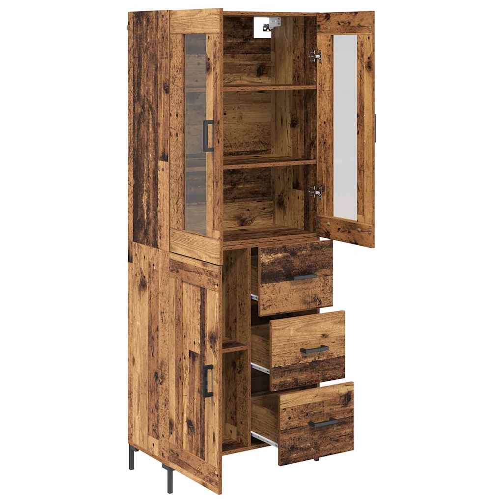 Highboard 2 stk. Gammelt træ 69,5 x 34 x 180 cm Konstrueret træ