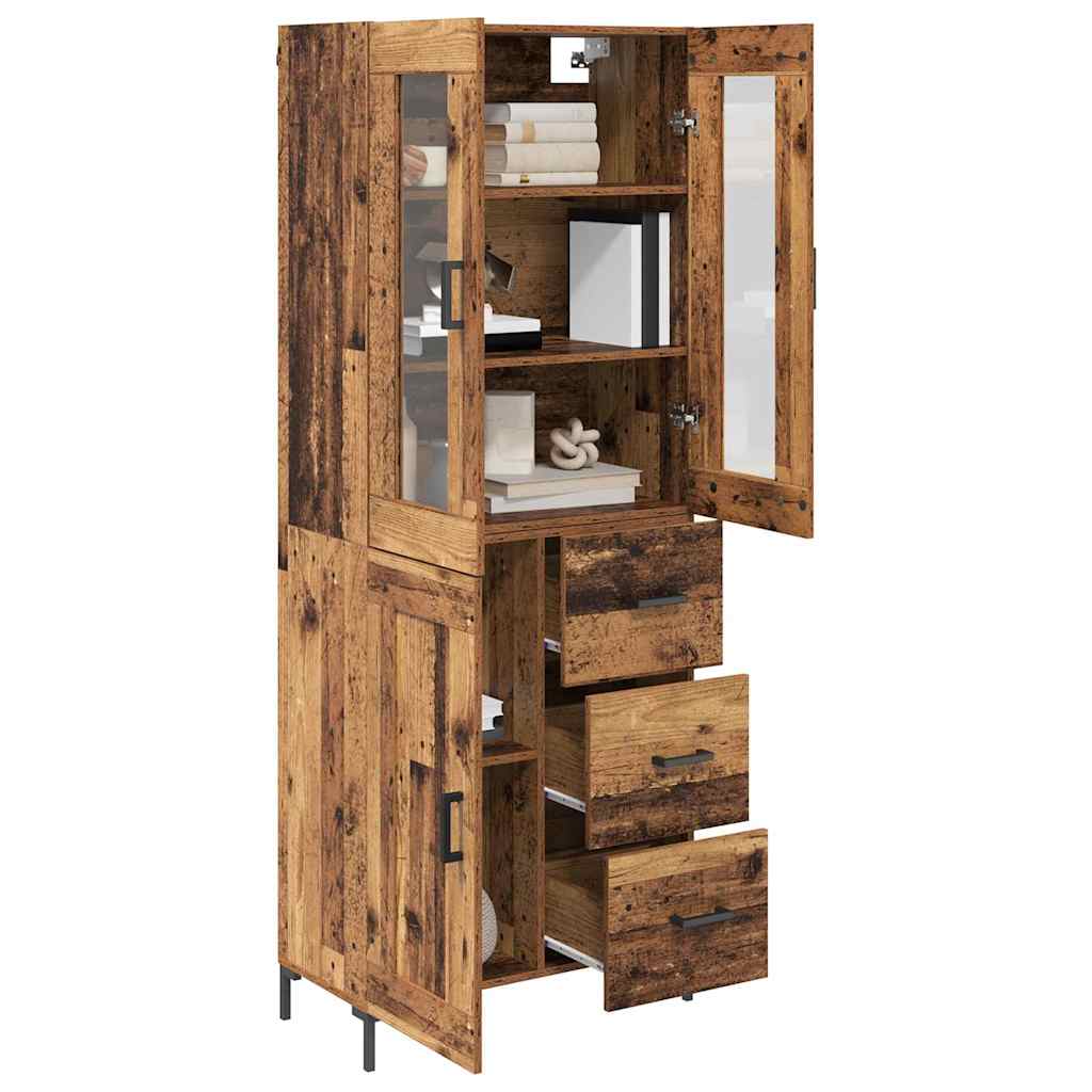 Highboard 2 stk. Gammelt træ 69,5 x 34 x 180 cm Konstrueret træ
