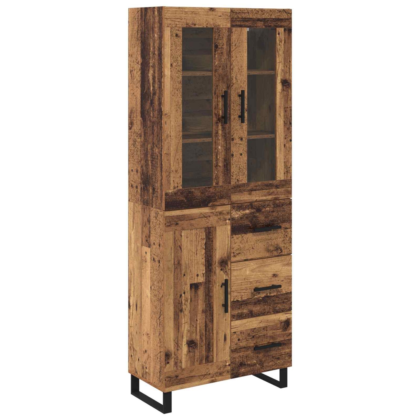Highboard 2 stk. Gammelt træ 69,5 x 34 x 180 cm Konstrueret træ