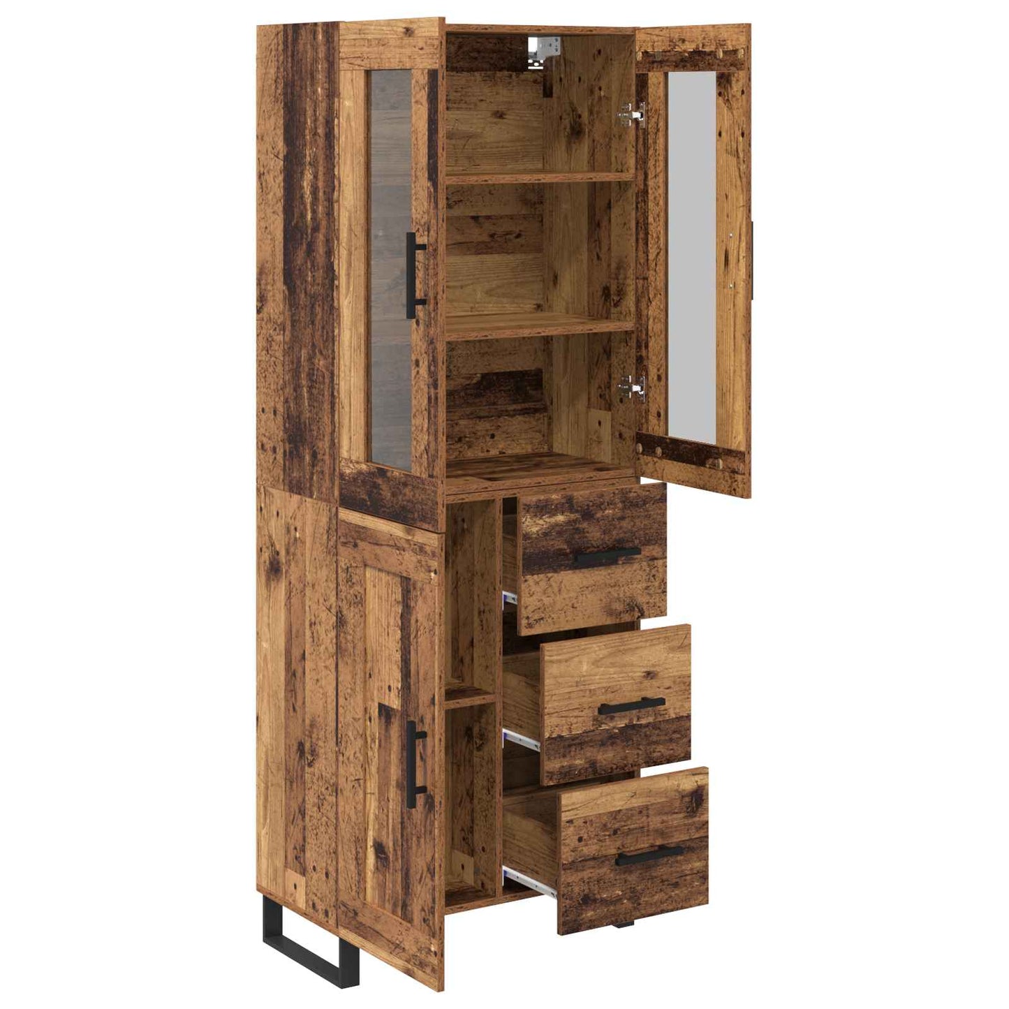 Highboard 2 stk. Gammelt træ 69,5 x 34 x 180 cm Konstrueret træ