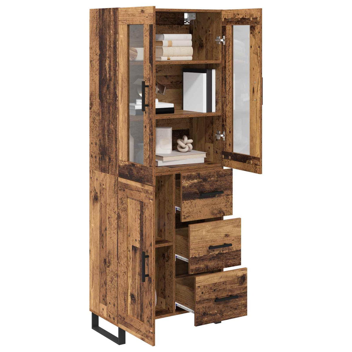 Highboard 2 stk. Gammelt træ 69,5 x 34 x 180 cm Konstrueret træ