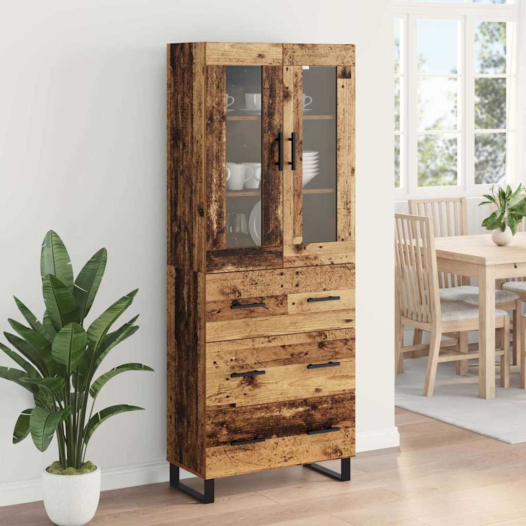 Highboard 2 stk. Gammelt træ 69,5 x 34 x 180 cm Konstrueret træ