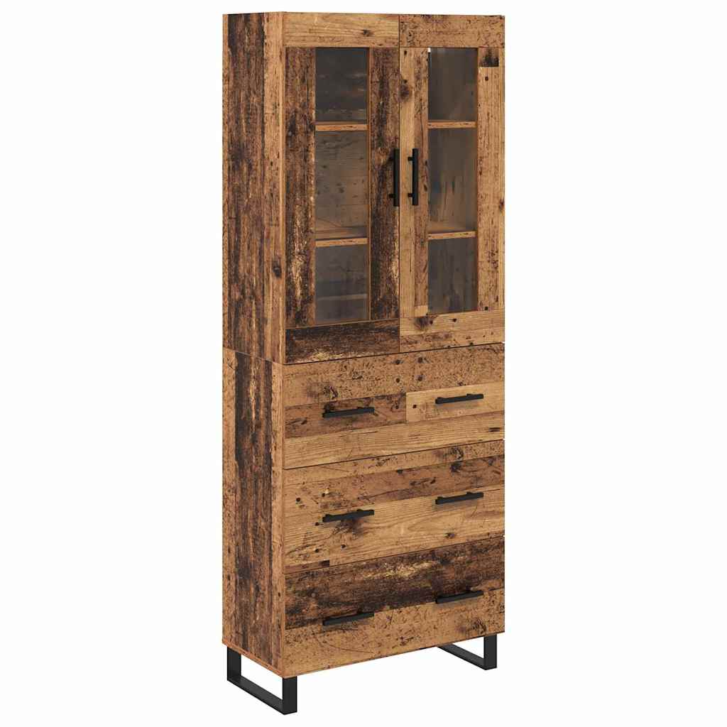 Highboard 2 stk. Gammelt træ 69,5 x 34 x 180 cm Konstrueret træ