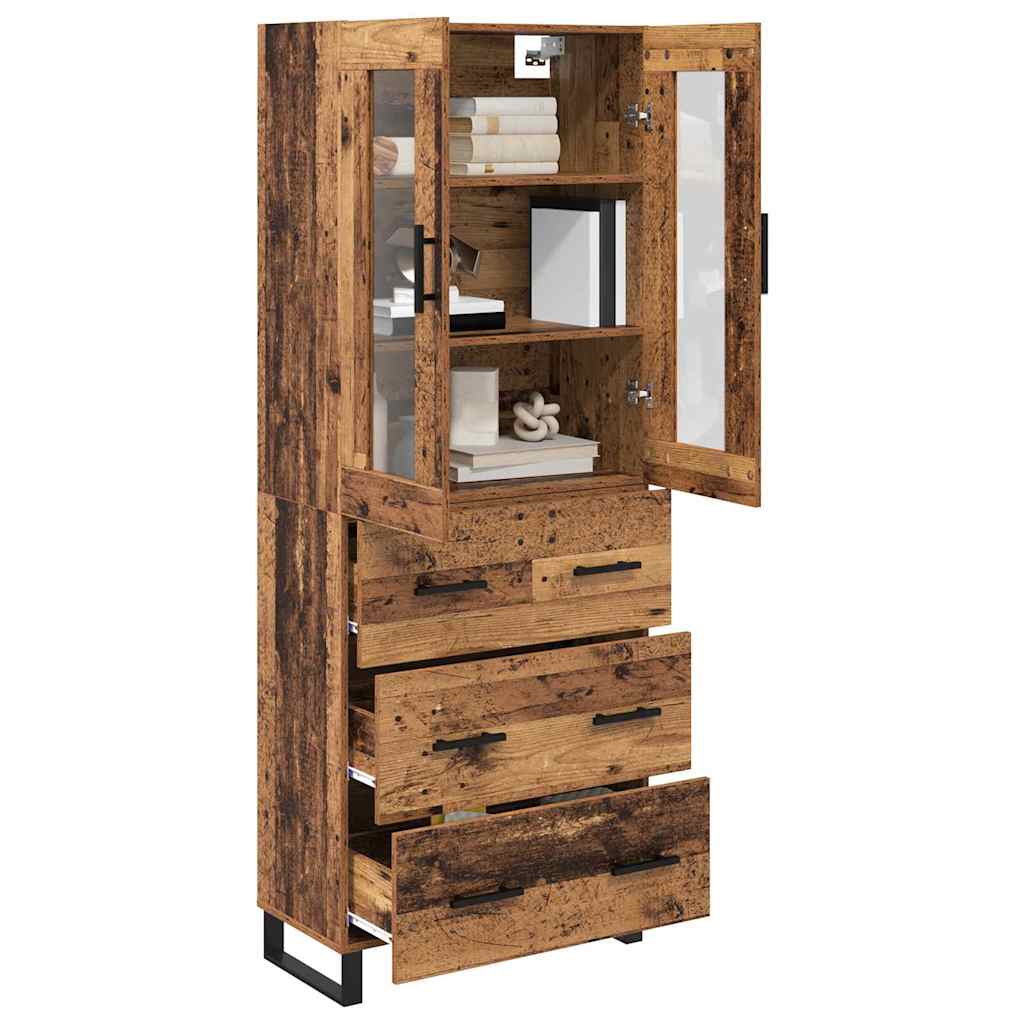 Highboard 2 stk. Gammelt træ 69,5 x 34 x 180 cm Konstrueret træ