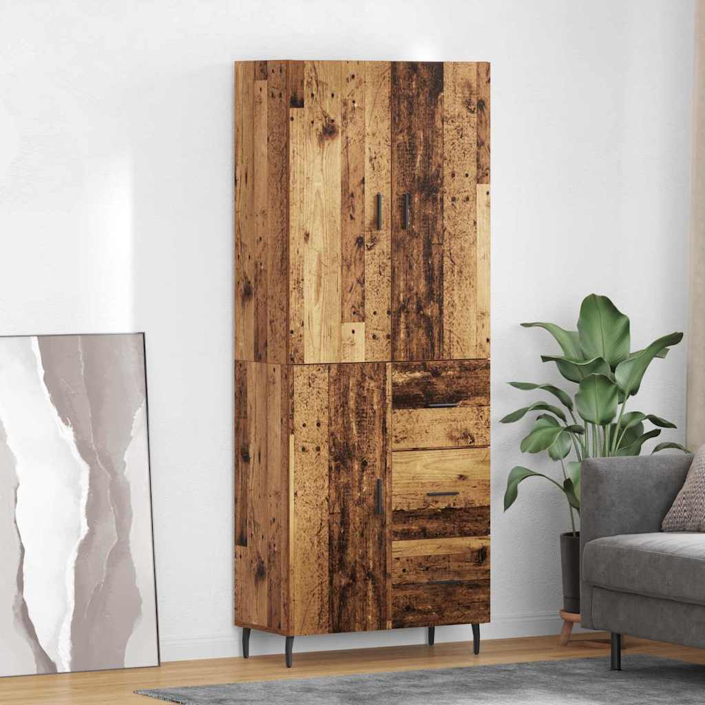 Highboard 2 stk. Gammelt træ 69,5 x 34 x 180 cm Konstrueret træ