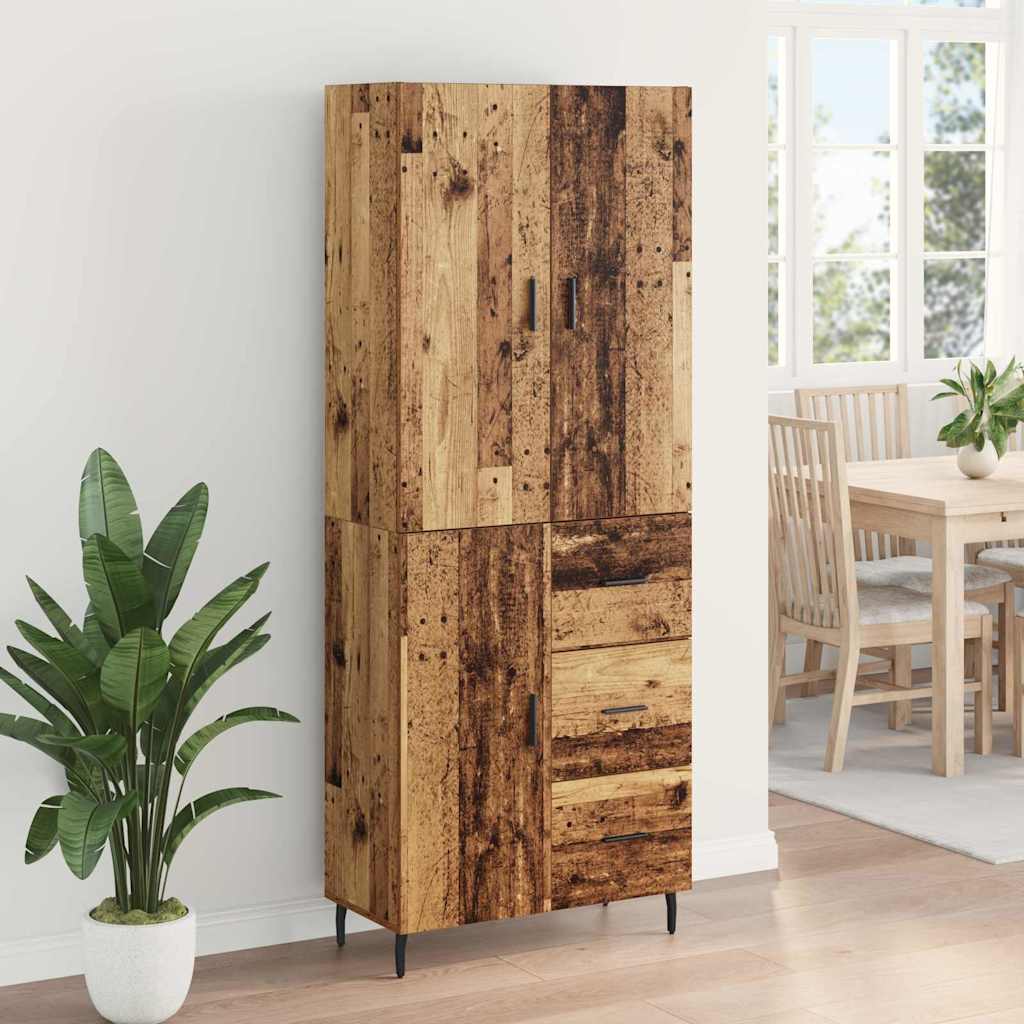 Highboard 2 stk. Gammelt træ 69,5 x 34 x 180 cm Konstrueret træ