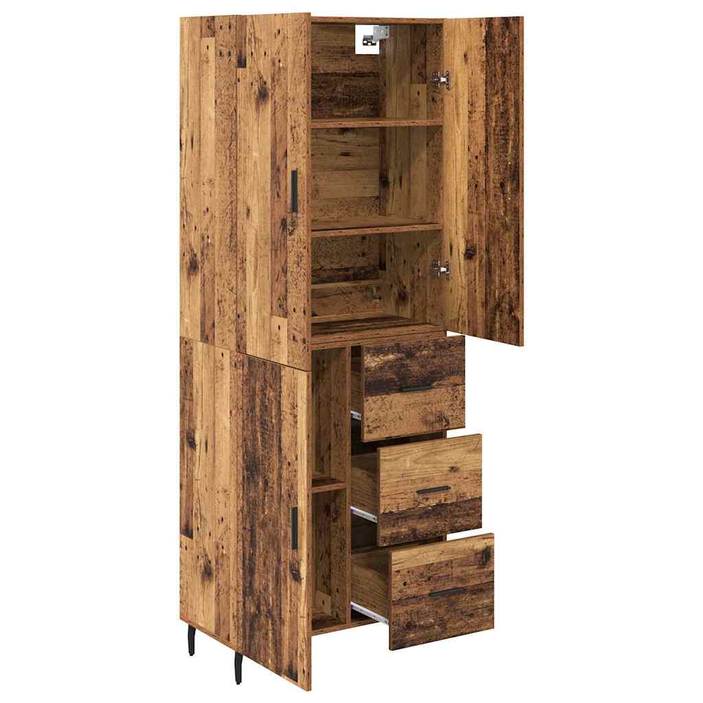 Highboard 2 stk. Gammelt træ 69,5 x 34 x 180 cm Konstrueret træ