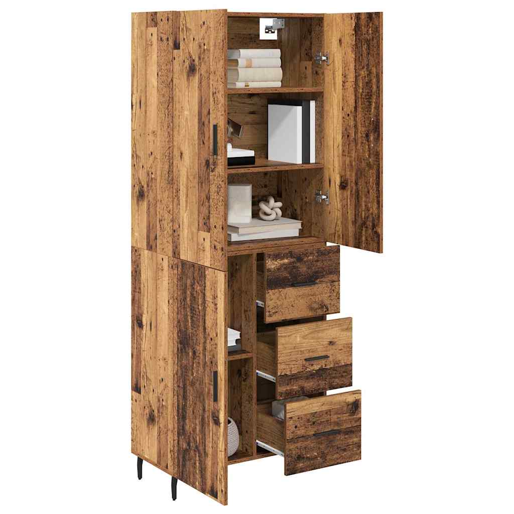 Highboard 2 stk. Gammelt træ 69,5 x 34 x 180 cm Konstrueret træ