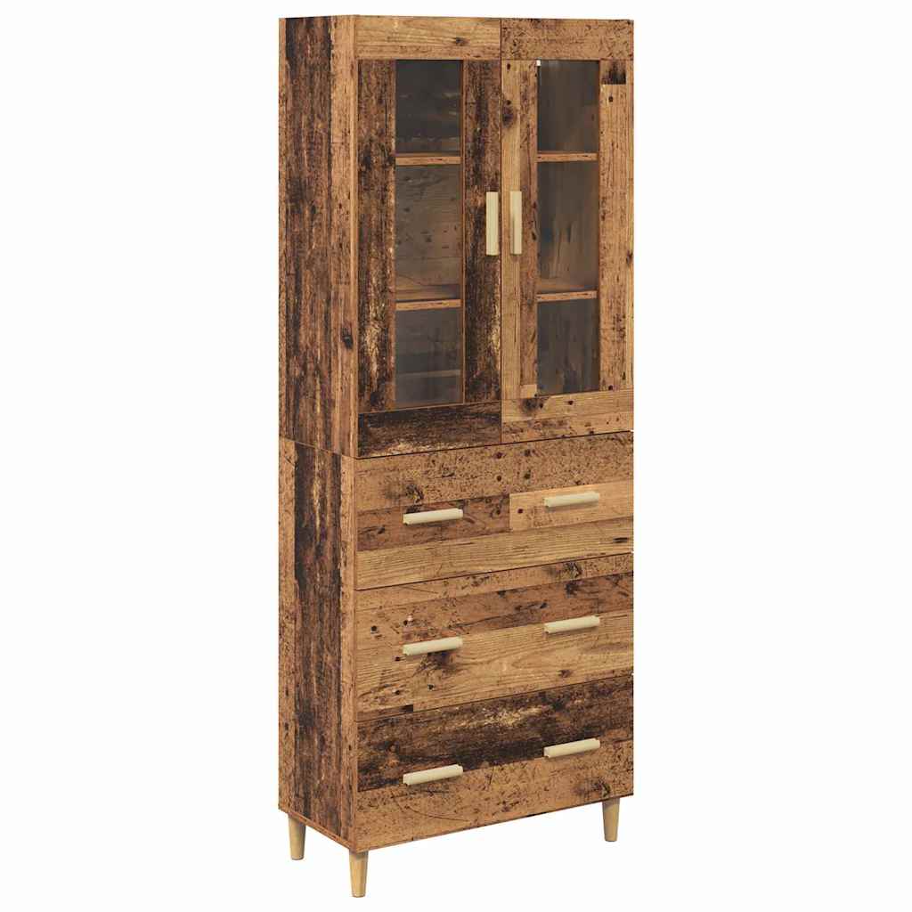 Highboard Gammelt træ 69,5 x 34 x 180 cm Ingeniørtræ og glas