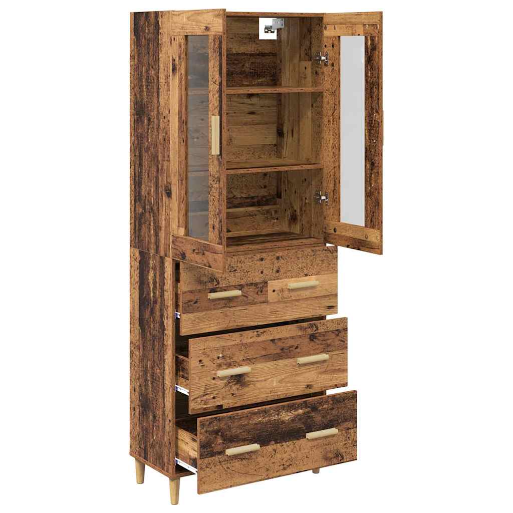 Highboard Gammelt træ 69,5 x 34 x 180 cm Ingeniørtræ og glas