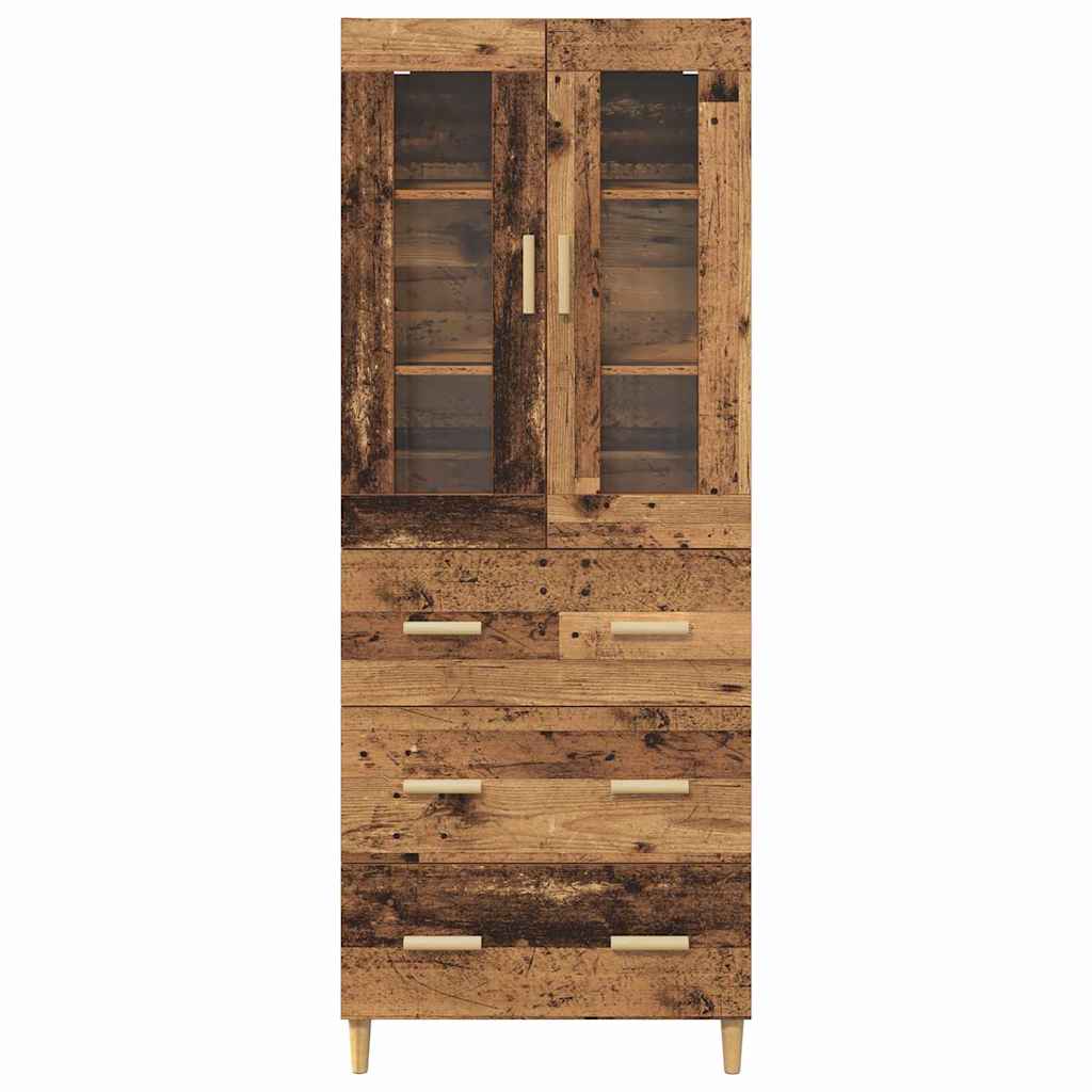 Highboard Gammelt træ 69,5 x 34 x 180 cm Ingeniørtræ og glas
