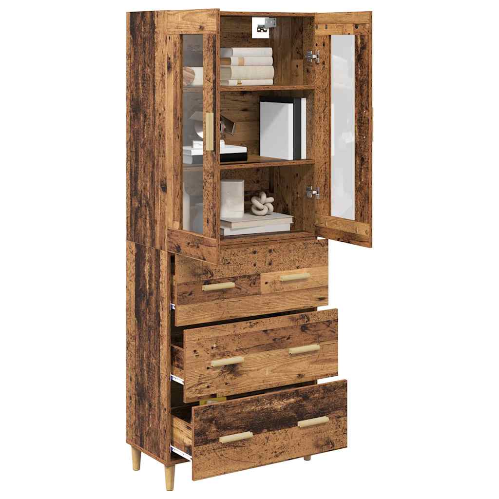 Highboard Gammelt træ 69,5 x 34 x 180 cm Ingeniørtræ og glas