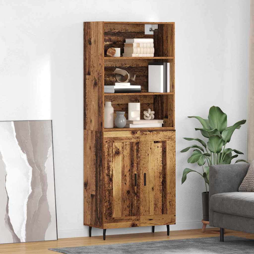 Highboard 2 stk. Gammelt træ 69,5 x 32,5 x 180 cm