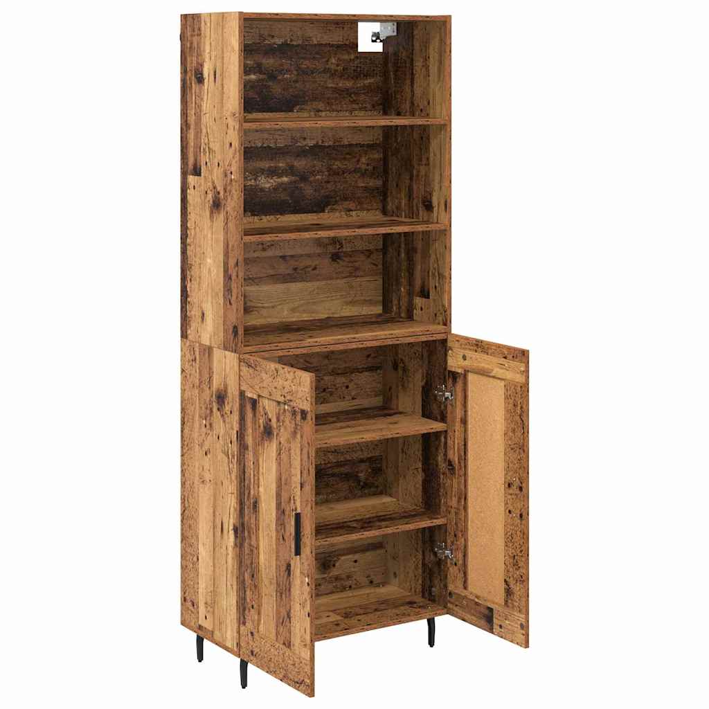 Highboard 2 stk. Gammelt træ 69,5 x 32,5 x 180 cm