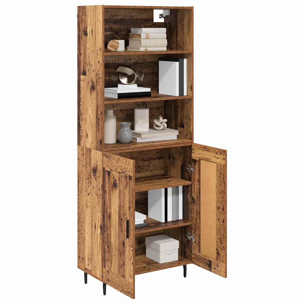 Highboard 2 stk. Gammelt træ 69,5 x 32,5 x 180 cm