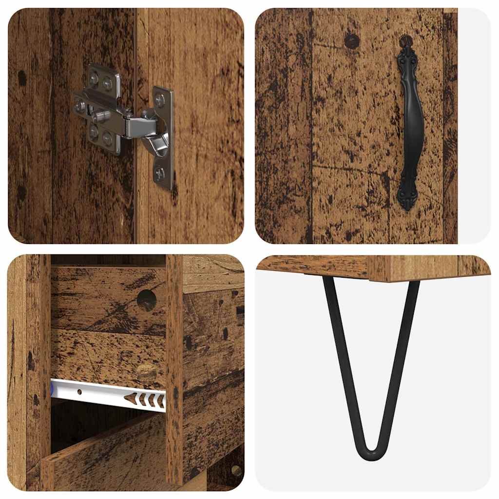 Highboard 2 stk. Gammelt træ 69,5 x 34 x 180 cm Konstrueret træ