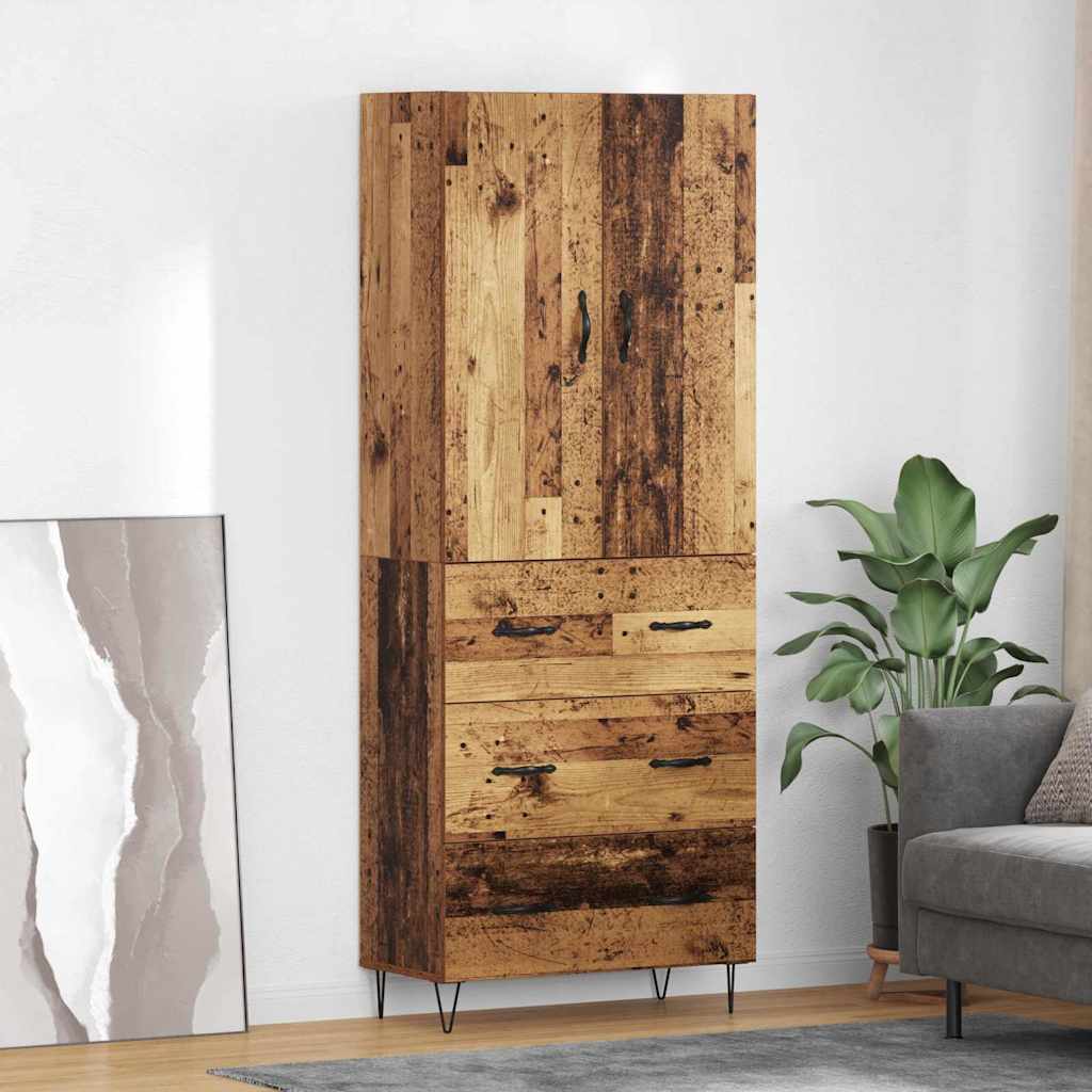 Highboard 2 stk. Gammelt træ 69,5 x 34 x 180 cm Konstrueret træ